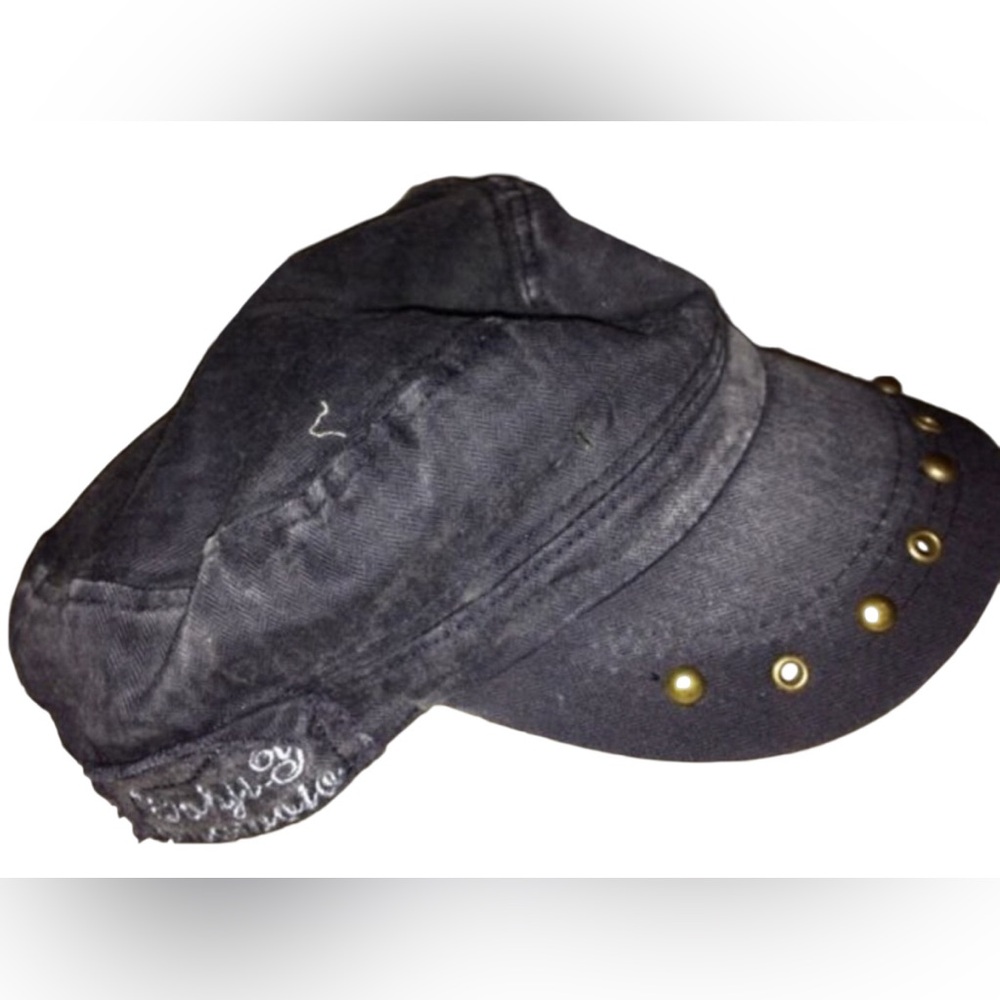 Vintage Distressed Studded Fashion Cap Hat Deadstock Distressed Black - Picture 4 of 5